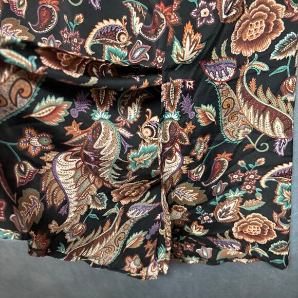 Vintage Urban Works Midi Skirt Damask Peacock Feathers Floral Boho Flowy Cottage - Picture 7 of 10
